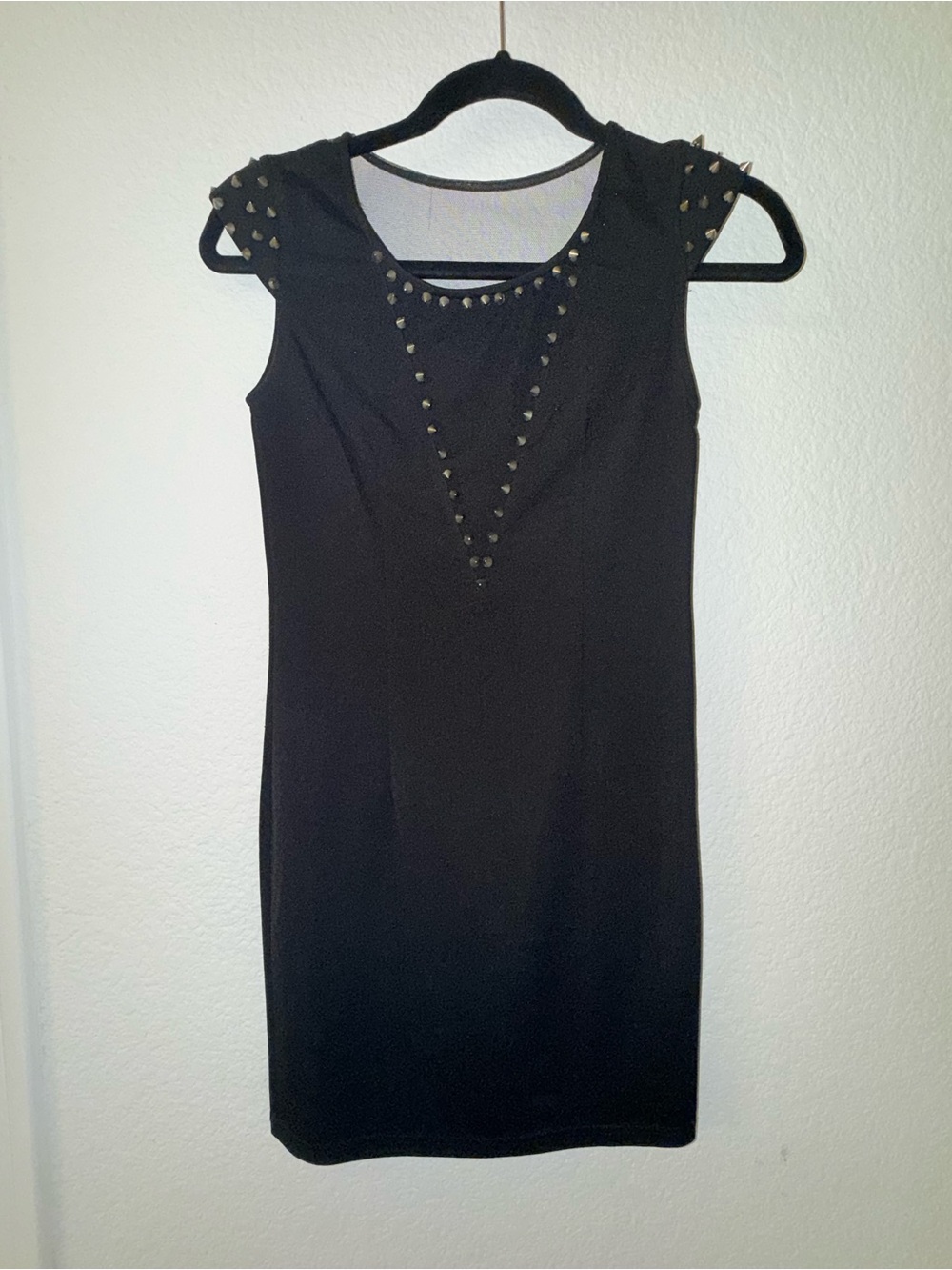 Black Studded Cap-Sleeve Mini Dress - Women